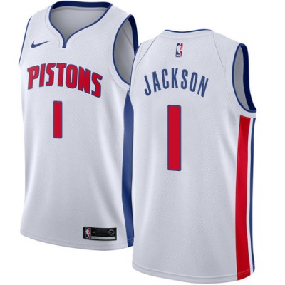 Nike Detroit Pistons #1 Reggie Jackson White NBA Swingman Association Edition Jersey Men's